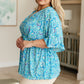 Dreamer Peplum Top in Blue and Teal Paisley