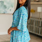 Dreamer Peplum Top in Blue and Teal Paisley