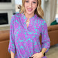 Lizzy Top in Teal and Magenta Damask