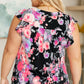 Lizzy Flutter Sleeve Top in Black and Dusty Pink Floral