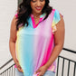 Lizzy Flutter Sleeve Top in Ombre Rainbow