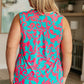 Lizzy Tank Top in Aqua and Pink Filigree
