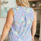 Lizzy Tank Top in Lavender and Blue Vintage Floral
