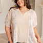 Mention Me Floral Accent Top in Toasted Almond