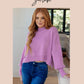 Lizzy Flutter Sleeve Top in Lavender and Hot Pink Filigree