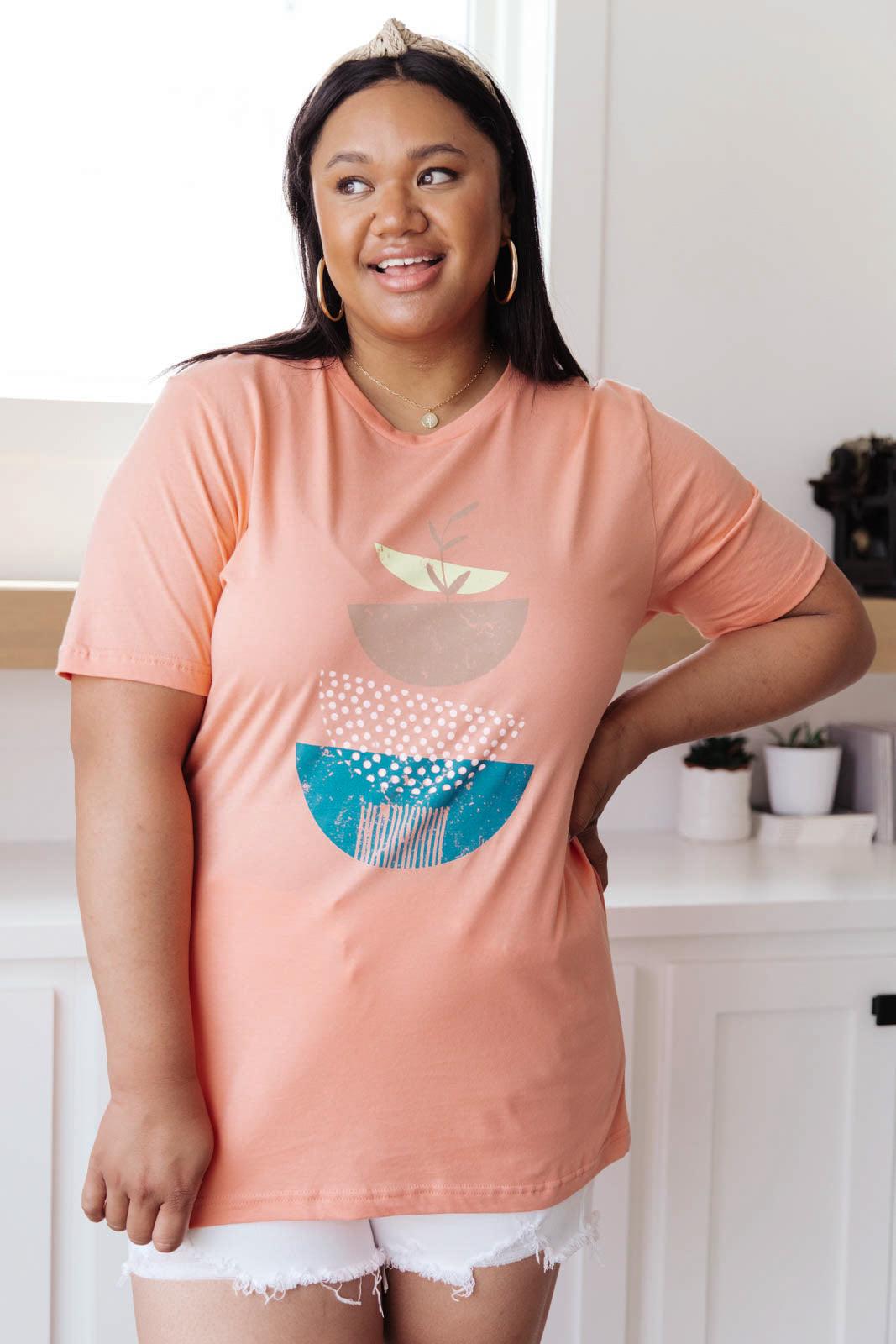 Abstract Graphic Tee in Peach-Womens-Hope Boutique &amp; Apparel