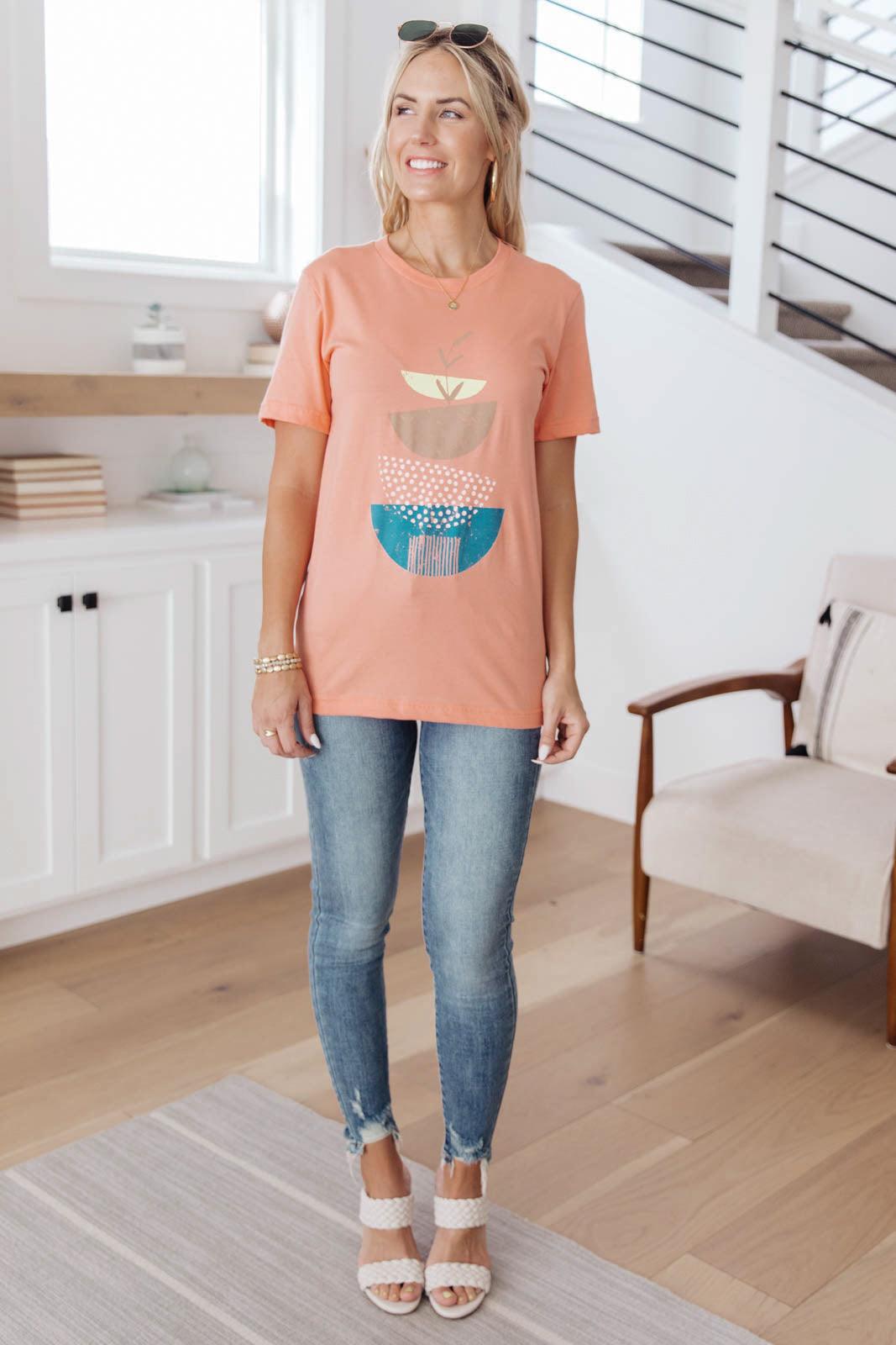 Abstract Graphic Tee in Peach-Womens-Hope Boutique &amp; Apparel