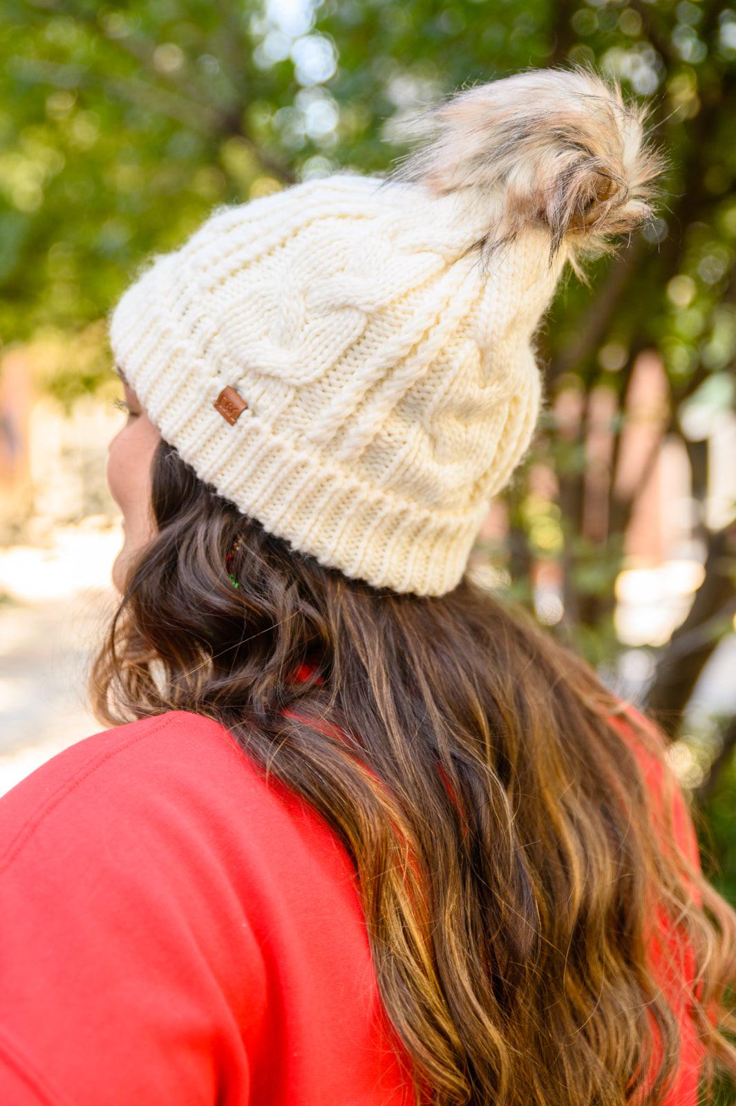 Cable Knit Cuffed Beanie In Ivory-Womens-Hope Boutique &amp; Apparel