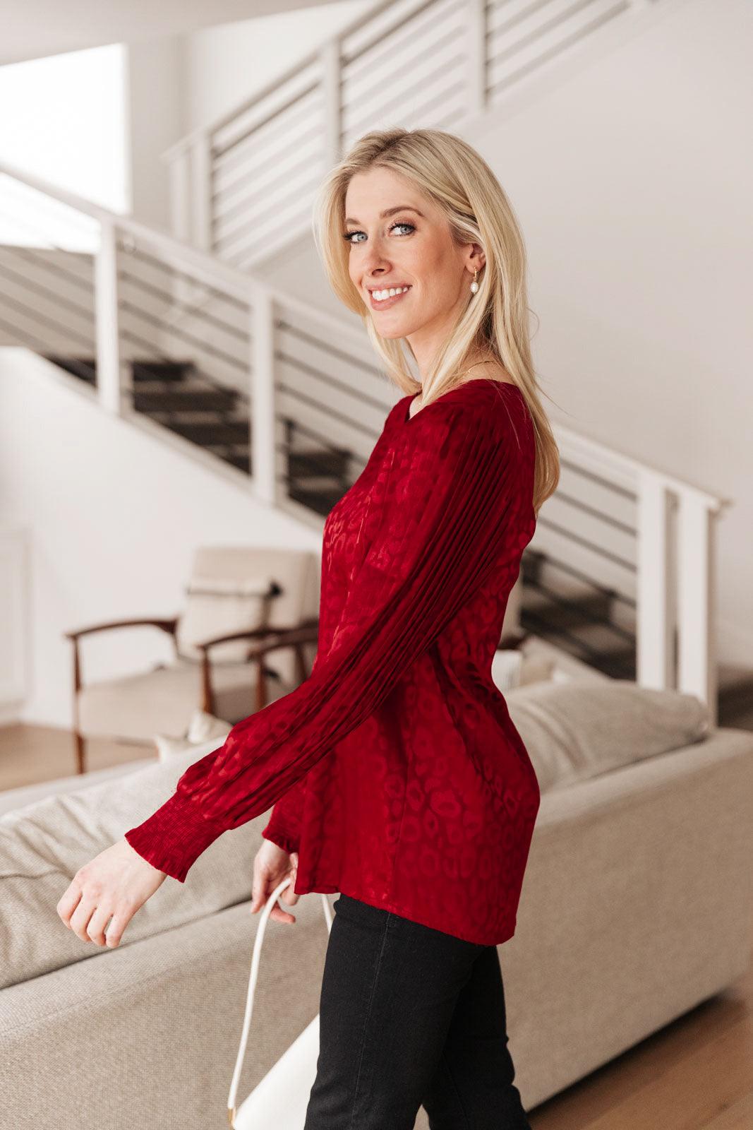 Cityscape Blouse In Burgundy-Womens-Hope Boutique &amp; Apparel