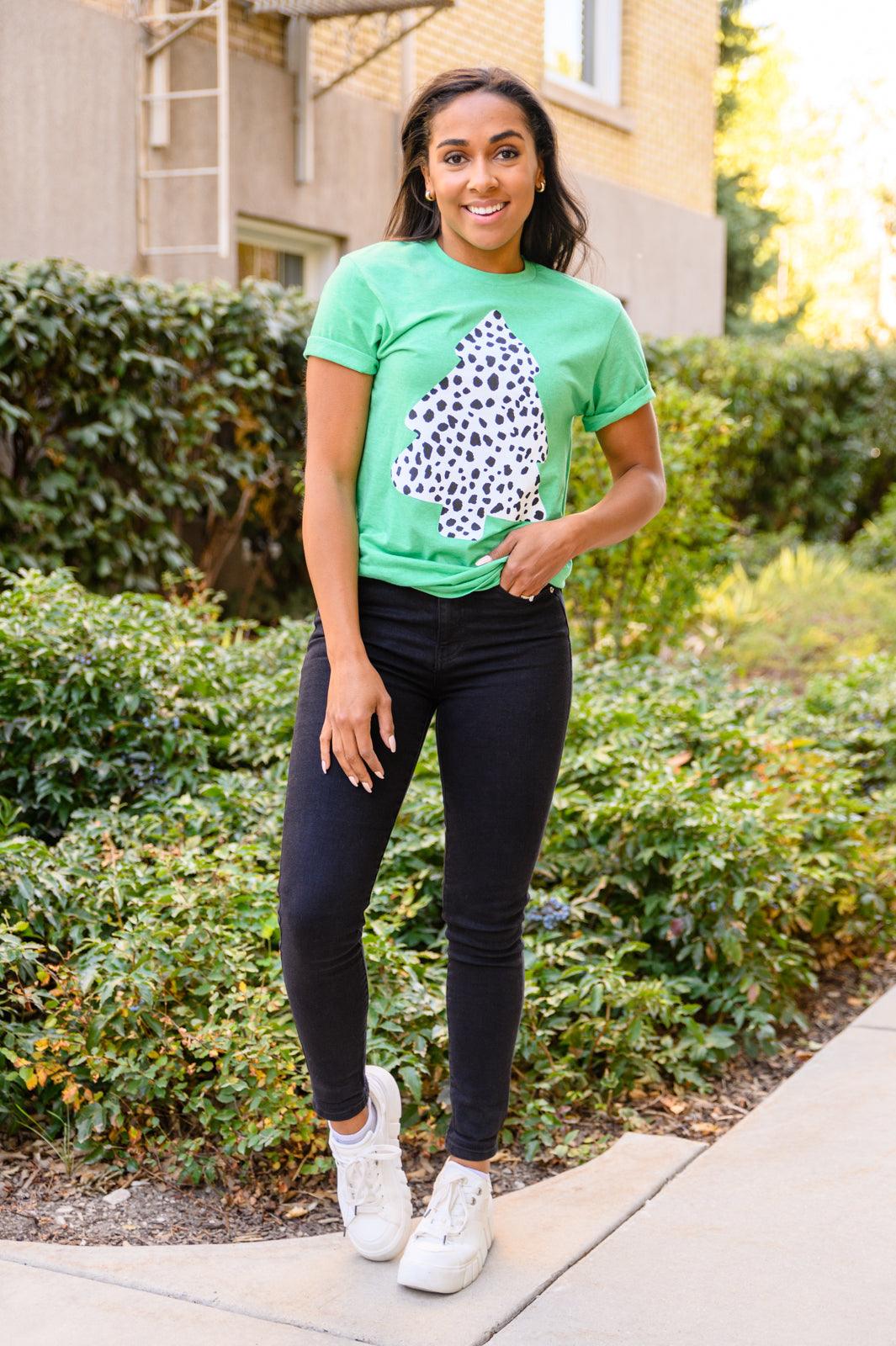 Dalmatian Tree Graphic Tee in Kelly Green-Women’s graphic tee-Hope Boutique &amp; Apparel