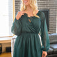 Front And Center Balloon Sleeve Dress in Green-Womens-Hope Boutique &amp; Apparel