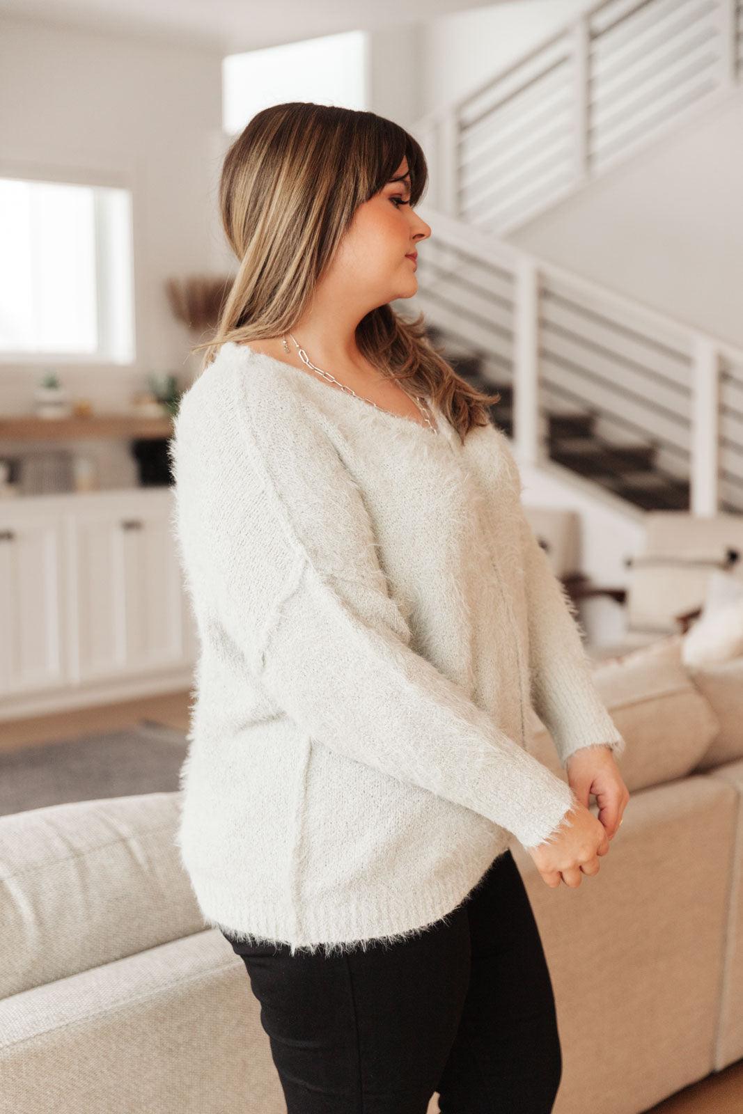 Fuzzy Wuzzy Sweater in Frosty Gray-Womens-Hope Boutique &amp; Apparel