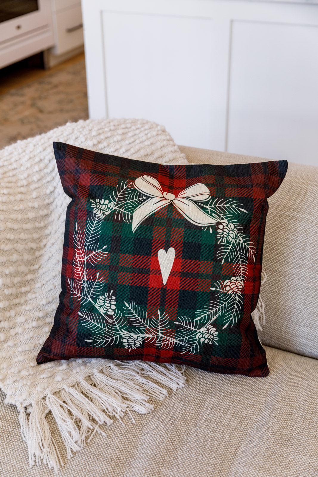 Holiday Wreath Pillow Case-Womens-Hope Boutique &amp; Apparel