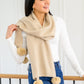 Knitted Fuzzy Pom Pom Scarf In Beige-Womens-Hope Boutique &amp; Apparel