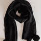 Knitted Fuzzy Pom Pom Scarf In Black-Womens-Hope Boutique &amp; Apparel