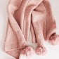 Knitted Fuzzy Pom Pom Scarf In Blush-Womens-Hope Boutique &amp; Apparel