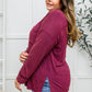 Long Sleeve Knit Top With Pocket In Burgundy-Womens-Hope Boutique &amp; Apparel