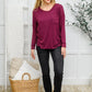 Long Sleeve Knit Top With Pocket In Burgundy-Womens-Hope Boutique &amp; Apparel