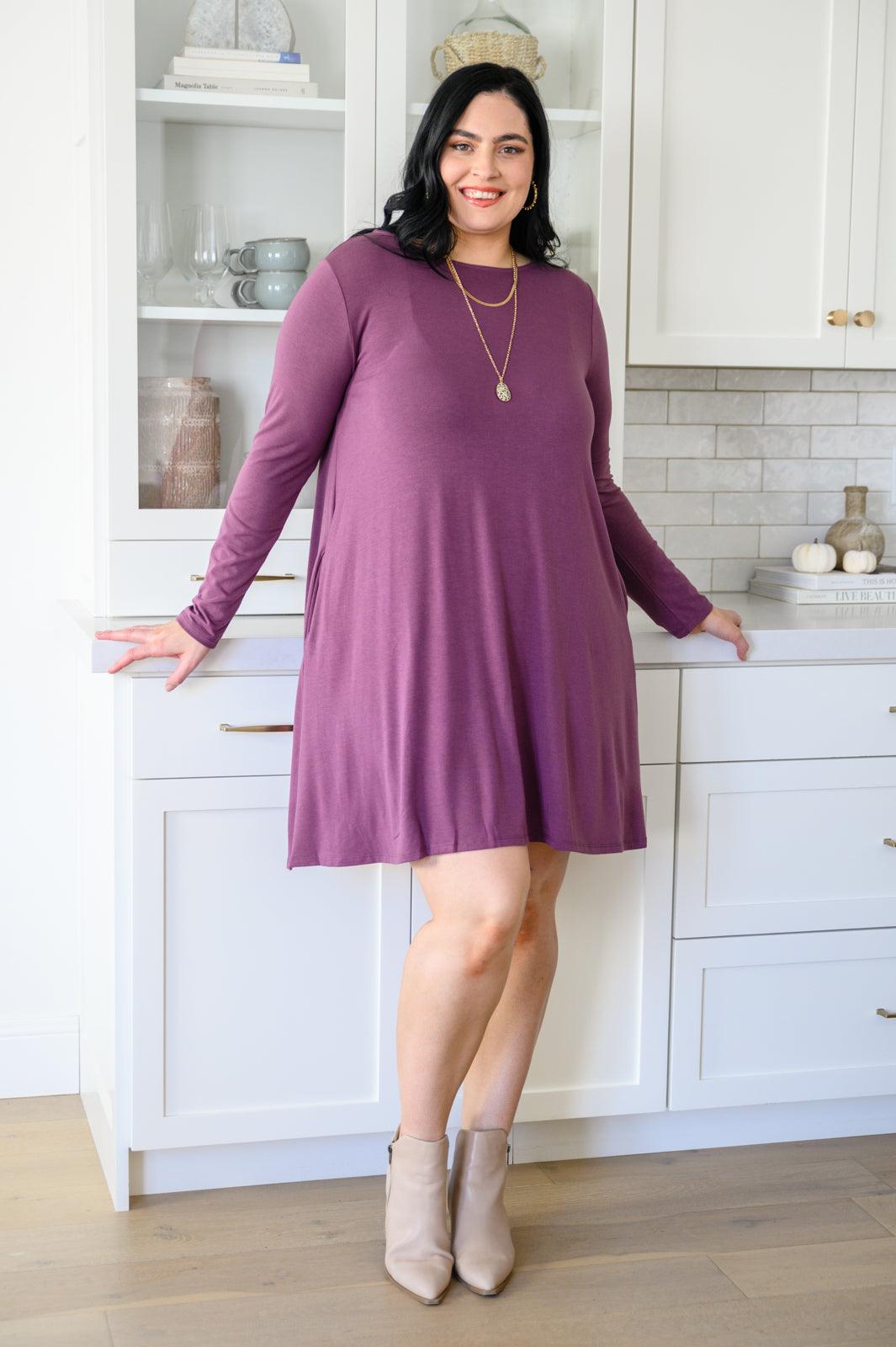 Most Reliable Long Sleeve Knit Dress In Plum-Womens-Hope Boutique &amp; Apparel