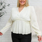 Xanidu Long Sleeve V Neck Blouse in White-Womens-Hope Boutique &amp; Apparel